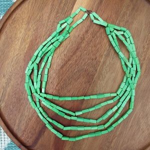 5 Strand Green Stone Necklace